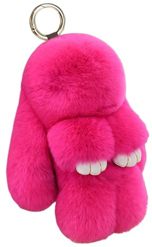 FM2018XSL Porte-clés en peluche avec lapin mignon, adapté pour femmes et filles, décoration en peluche pour sacs à dos et sacs à main, fuchsia, 14 cm (5.51 in)