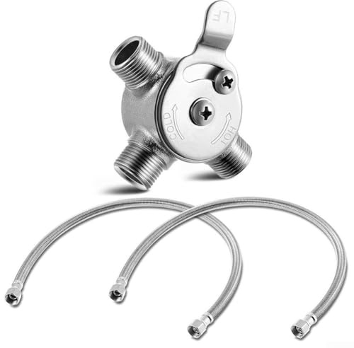 Shophubio Mitigeur d'eau thermostatique manuel en laiton sous l'évier, régulateur de température d'eau chaude et froide, unité de robinet compacte (1/2)