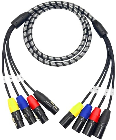 APGLSXY Cavo XLR intrecciato a 4 pin a 4 canali per microfoni multipli e cavo professionale per apparecchiature uditive