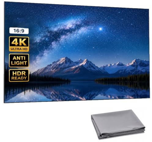 100'' Hd Projector Screen 4k Anti Light Foldable, 4k Metal Lightproof Foldable Portable Movie Screen (16:9), Anti-Light Projector Screen 120 Inch, Easy Install for Home Theater Classroom Use (60in)
