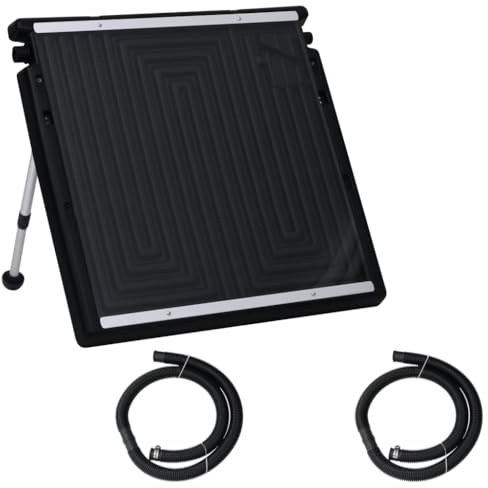 Kaloriko Panneau de Chauffage Solaire de Piscine Noir 75 x 75 cm en PE et Aluminium, capacité 5 L, Angle réglable 40 à 60°, Compatible Filtration Hors Sol pour Bassin extérieur