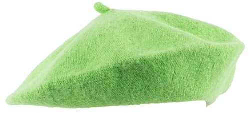 Hat To Socks Einfarbige Baskenmütze aus Wollgemisch für Damen und Herren (Lime)