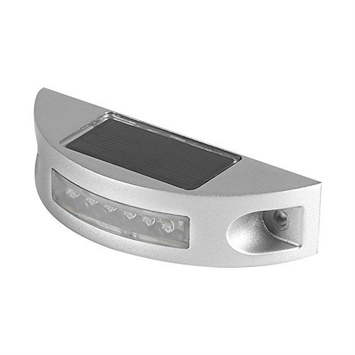 Zerodis LED Lámparas Solares, 6 LED de fundición de aluminio accionado solar paso de la calle al aire libre impermeable entrada camino luz(Blanco)