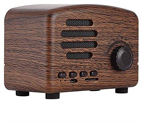 VBESTLIFE Tragbare Retro Bluetooth Lautsprecher,Desktop FM Radio Bass Stereo Holz Lautsprecher mit Mic,unterstüzt USB TF Karte[Rosenholz]