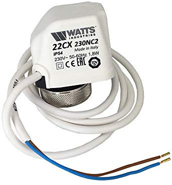 2 Stk Watts Elektrothermischer Antrieb stromlos geschlossen 22CX 230 V Weiß 1,8W