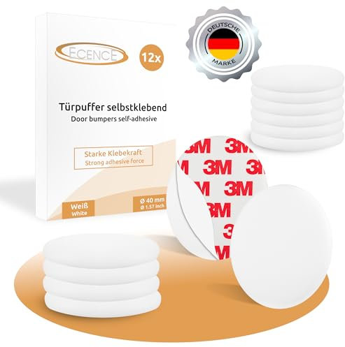 ECENCE 12 piezas Tope de Puerta autoadhesivo - Tope de protección de Paredes - 40mm - Parachoques de puerta de caucho