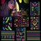 Konsait 7 groß Blätter Klebetattoos temporäre Neon Tattoos schwarzlicht schminke UV Body & Face Painting Tätowierung Aufklebe für Frauen männer, Accessoire für Schwarzlicht UV Party & Festivals