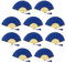 FANSOF.FANS Pack of 10 Fabric Handheld Fan with a Tassel Grade A Bamboo Ribs Party wedding Favour (Royal Navy Blue)