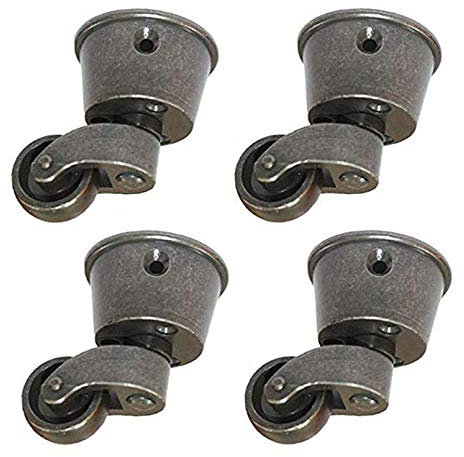4 Stück Retro Möbelrollen Universal DIY Rollen,360 ° Drehbar Lenkrolle Transportrollen,Vintage Antike Cup Typ Legierung Schwenkrollen,für Sofa Stuhl Couchtisch,mit Schrauben