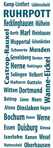 wall-refine WS-02162 | Städte RUHRGEBIET -Schrift im Block- | 45 x 140 cm, Petrol/bahamablue, seidenmatt, Premium Wandtattoo Wandaufkleber der Extra-Klasse Wanddeko Wohnzimmer Büro Deko