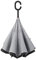 WOWGADGET Paraguas invertido con mango en C - Gris - Sombrilla de doble capa. A prueba de viento - Resistente al viento y a los rayos UV- Protege de la lluvia, la tormenta y el sol.