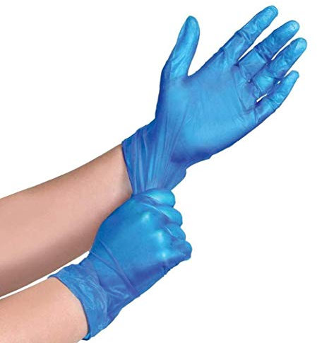 ACCURATE pack of 100 Disposable Vinyl Gloves/Powder Free/Extra Strong/multi-Purpose use Colour - Blue (SMALL)