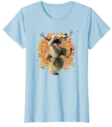 20th Century Fox Ice Age Scrat Acorn Avalanche T-Shirt - Unisex - Schwarz - Kurzarm - Klassische Passform - Cartoon-Muster - Humorvolle Cartoon-Gestaltung
