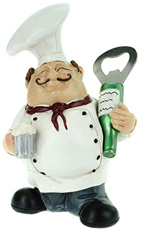 UDO Schmidt Deko Figur Koch mit Flaschenöffner Kochen Restaurant, 15 x 10 x 9 cm, Mehrfarbig