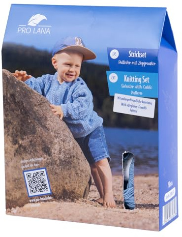 Pro Lana Baby Cotton Box Strickset Jungen Pullover mit Zopfmuster Größe 56-86