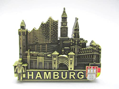 Hamburg Metall Magnet Elbphilharmonie Michel Rathaus Germany Souvenir (bro)