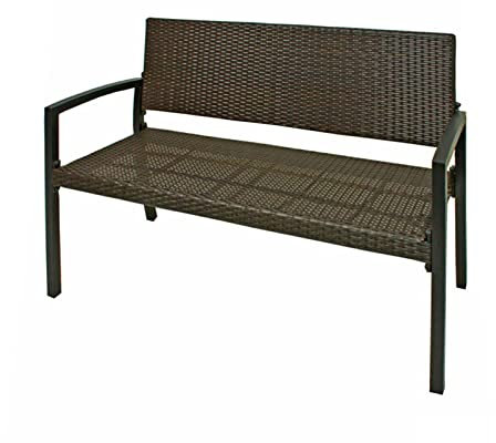 Parkbank Polyrattan Kunststoffgeflecht Farbe: Coffee, Gartenbank Rattanbank Garten Bank