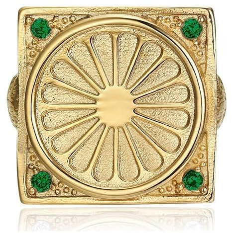 BOBIJOO Jewelry - Enorme Bague Chevalière Homme Gitan Niglo Drapeau Voyageur Acier Inoxydable Or Vert Emeraude - 66 (11 US)