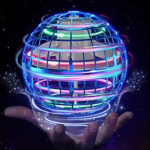 ETPlanet Flying Orb Ball Toys 2025, Hover Ball Pro Flying Spinner Toy, Globe Orbi Magic UFO Smart Boomerang Hand Controlled Mini Drone RGB Cool Stuff for 6 7 8 9 10 11 12 Kids Boys Girls (Blue)