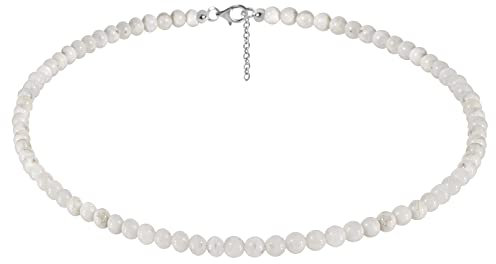 ELEDORO echter Rainbow Mondstein Halskette Collier für Damen aus Silber 925 rhodiniert Karabiner 6mm 48cm plus 5cm lang