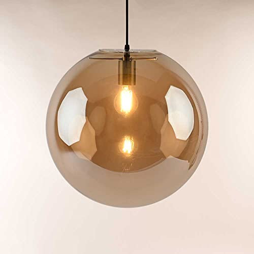 s.luce Orb Glaskugel Hängeleuchte Hängelampe Pendellampe Pendelleuchte Glaslampe, Farbe Schwarz/Amber, Größe Ø 30cm