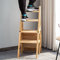 Wooden 4-Step Ladder Chair - Multifunction Folding Stool, Innovative Step Ladder for Kitchen, Office, Library