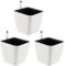 CHEUKYIU Lot de 3 pots de fleurs carrés en plastique de 14 cm avec indicateur d'eau - Auto-arrosage - Pour l'intérieur et l'extérieur - Blanc
