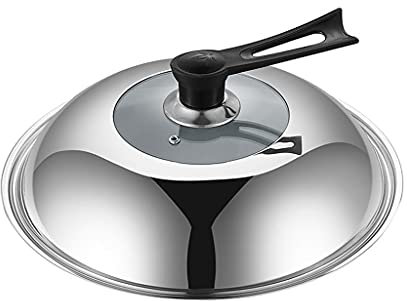 Coperchio Universale per Wok in Acciaio Inossidabile Coperchio per Padella standable Coperchio per Padella Resistente alle esplosioni Wok 32 cm / 34 cm / 36 cm (36 cm)