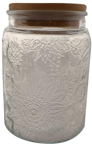 Versiegeltes Glas mit Deckel, Vintage-Stil, Lebensmittelqualität, Gerbera-Muster, 1000 ml