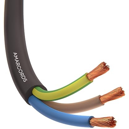 Amarcords - Cavo elettrico tripolare sezione 3x1,5mm colore NERO. Cavo di alimentazione tondo tipo H05VV-F, 50 metri