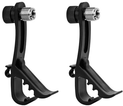 Geekria for Creators Drum Rim Microphone Clip, Universal Microphone Clamp Compatible with Shure BETA 52A, Adjustable Drum Mic Clips, Shockproof Musical Instrument Supplies (Black / 2 Pack)