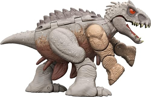 Mattel Jurassic World Fierce Changers 2-in-1 Dinosaurier-Actionfigur, Double Danger Spielzeug verwandelt sich in 11 Schritten vom Kentrosaurus in Indominus Rex
