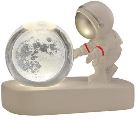 MagiDeal Lampe de Table Boule de Verre, Cadeaux d'anniversaire pour Enfants et Adultes, Lampe de Chevet, Globe en Verre, pour Chambre d'enfant, Bureau, Lune