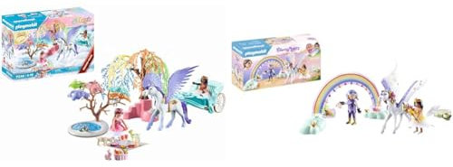 PLAYMOBIL Magic 71246 Picknick mit Pegasuskutsche & Princess Magic 71361 Himmlischer Pegasus mit Regenbogen
