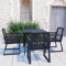 Gecheer 5-TLG. Garten Essgruppe Garten Sitzgruppe Gartenmöbel Set Gartengarnitur 4 Stühle mit Tisch Balkonmöbel Set Terrassenmöbel Gartenlounge Set Rattanmöbel PVC Rattan Schwarz