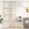Gecheer Puerta corredera para interior, de cristal ESG y aluminio, dorado y esmaltado, 102,5 x 205 cm, puerta corredera de cristal y aluminio, puerta para interior