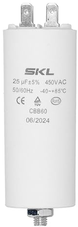 Europart Anlauf Kondensator mit Steckfahnen 25,00 µF 450 V ua. für elektrische Hausgeräte