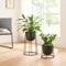 [en.casa] Set de 2 Porte-Plantes avec Cache-Pots Inclus Ensemble de 2 Support pour Plantes de Tailles Variées Lot de 2 Présentoirs Design pour Fleurs Métal Noir