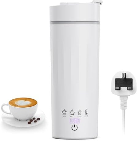 Flintronic Small Electric Travel Kettle, 475ml Portable Kettle, Fast Water Boiler with 4 Variable Presets, Portable Tea Kettle, with Auto Shut-Off & Boil Dry Protection, White