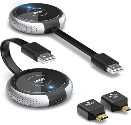 AIMIBO Émetteur et Récepteur HDMI sans Fil, 2,4G/5G 1080P HDMI sans Fil pour Diffuser Depuis Un Ordinateur Portable/PC/Smartphone vers Un TV/Projecteur/Moniteur, Plug & Play