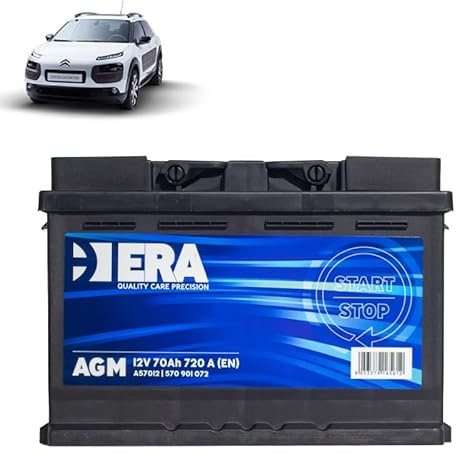 Batteria 70Ah A.G.M. per Citroen C4 Cactus 1.2 THP 1.2 PureTech 1.5 BlueHdi 2016+
