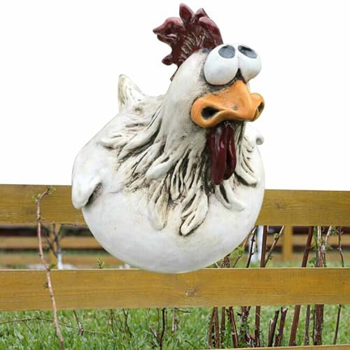 ulapithi Gartendeko Huhn Gartenstecker,Hühner Deko Garten,Hühnerzaun Deko Garten,Gartendeko Hinterhof Rasen Pfähle Huhn,Harz Huhn Gartendeko,Gartenstecker Henne Hahn Henne Vogel Seitensitz,Zaunhocker