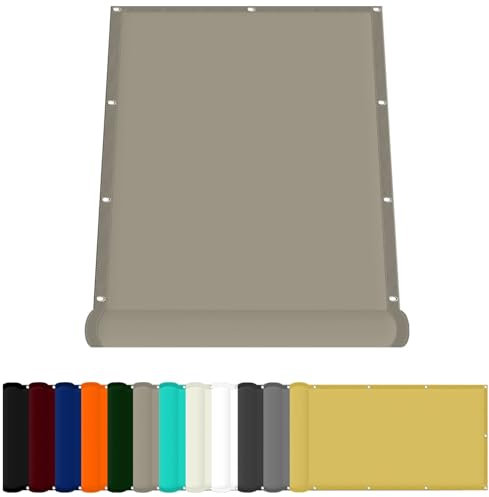 Sonnensegel Wasserdicht 130 x 200 cm PES Windschutz Balkon Sichtschutz Uv-Schutz-Polyestergewebe mit Seil Sonnenschutz Markise für Balkon Terrasse Und Garten, Khaki
