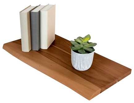 SAM Holzplatte 60x30 cm Arya, Holzbrett Akazie massiv + nussbaumfarben, Baumkanten-Platte für Heimwerker, Regale & Fensterbretter, einseitige Baumkante