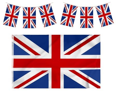 Storm&Lighthouse Wimpelkette mit Union-Jack-Flagge und Union Jack, 10 m, Großbritannien-Flagge und Wimpelkette