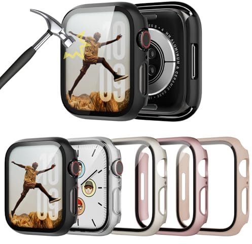 TGKML Paquete de 5 fundas para Apple Watch Series 10 con protector de pantalla de 46 mm, policarbonato duro ultrafino con película de vidrio templado integrada para iWatch 10 de 46 mm, accesorios