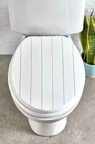 Universal Durable White Tongue & Groove, Wooden MDF Mouled Wood Universal Toilet Seat Easy Fit with Chrome Fittings UV Protected for Easy Clean