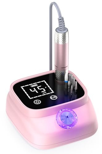 ANBEISTEE Professional 45000 RPM Fresa per Unghie, Portable Nail File Kit per Qualsiasi Manicure, Pedicure, Acrilico Nails Gel Lucidatura Rimozione, Progettato per Salon, Casa, Regalo, Rosa