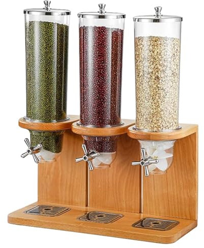 IUokLU 3 in 1 Dry Food Dispenser 12L Countertop Cereal Container Storage Dispenser 360° Rotary Switch Removable Sink Keep Food Fresh for Rice Candy Bean Nut，
