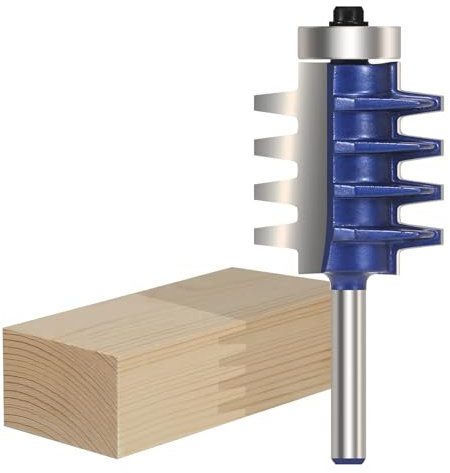 Vearter Reversible Finger Glue Joint Router Bit 1/4 Inch (6.35mm) Shank, Bearing Finger Joint Wood Router for Woodworking, Cutter Tool for DIY Door Table Cabinet Shelve Furniture